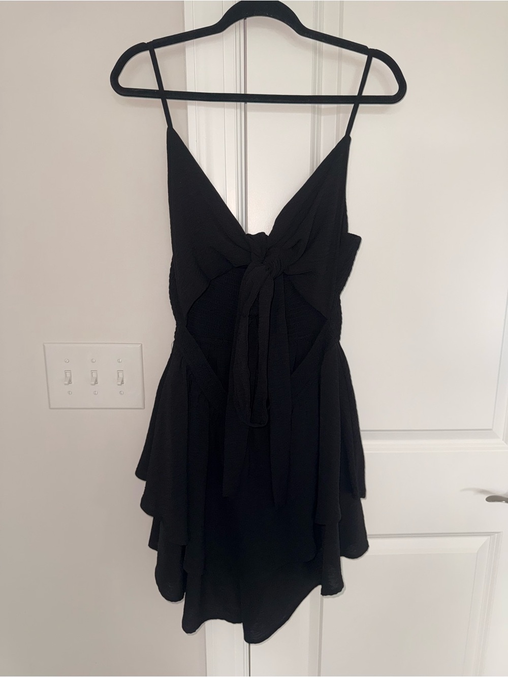 Amazon Black Spaghetti Strap Tie-Front Mini Dress